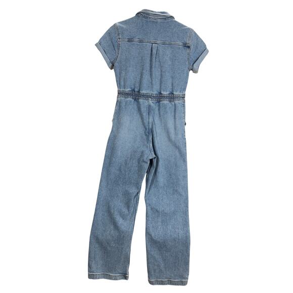 Abercrombie & Fitch Kids Jean Jumpsuit 13/14 Short Sleeve Wide Leg Utility Y2K - Picture 4 of 8